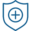 insurance100x100 Shield icon with plus sign in center